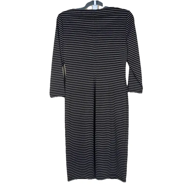 LAUREN RALPH LAUREN Boatneck Long Sleeve Brown Cream Stripe Dress‎ Sz 6 NWT $189 - Image 2
