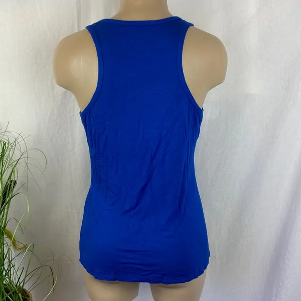 Free People Blue Sleeveless Workout Print Tank Top L - Image 2