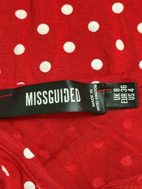 Missguided Women’s Red Sleeveless V-Neck Polka Dot Deep Plunge Slit Maxi Dress 4 - Image 3