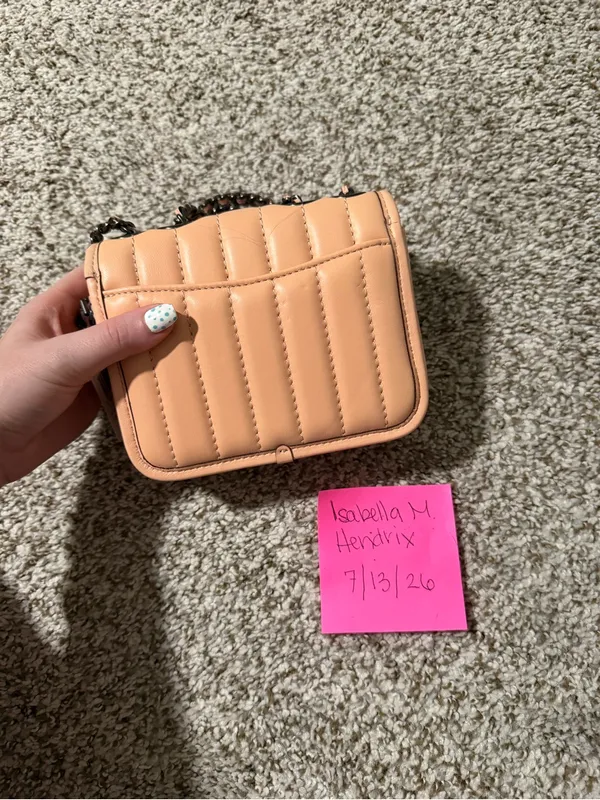 Coach Quilted Chain Shoulder Crossbody Bag in Peach - Image 3