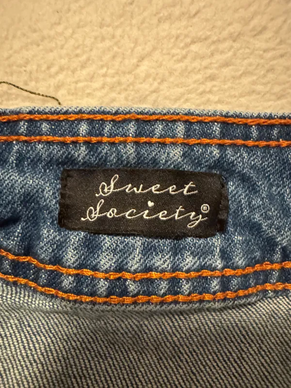 Sweet Society Denim Mini Skirt with Pumpkin Embroidery - Image 3