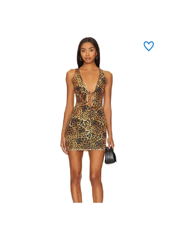 Revolve Superdown rupa leopard tie front dress size xsmall - Image 2
