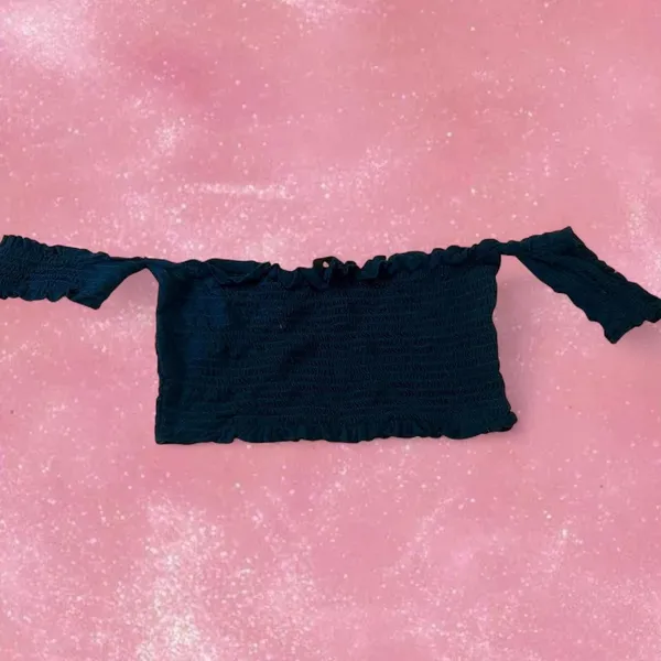Source Unknown Dark blue going out smocked top - Image 5