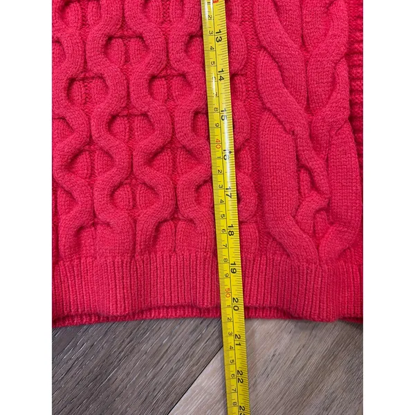 Anthropologie Cable Knit Sweater Red Cropped Cozy Cottagecore Large - Image 3