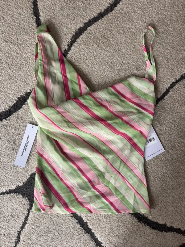 Princess Polly Striped Cowl Neck Tank Top in Pink and Cream - Image 5