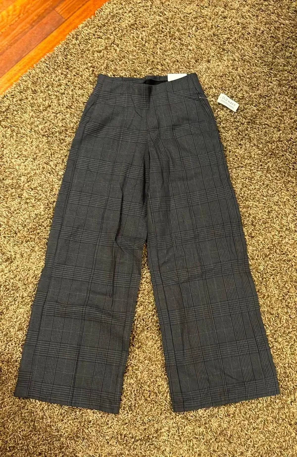 Wide Leg Black Plaid Pants - Image 4
