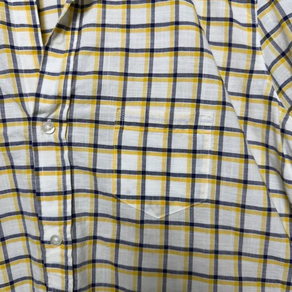 Frank‎ & Eileen Women Eileen Button Front Shirt Small Yellow Gingham Plaid Relax - Image 7