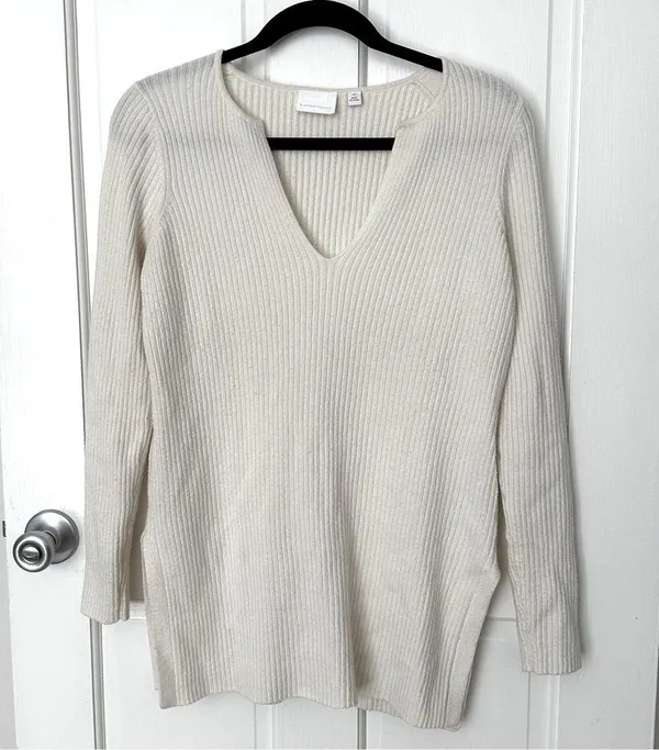 Ett:twa Amrita Ribbed Sweater Tunic Ivory Size XS - Image 3