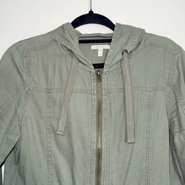 Maurices Anorak Jacket Solid Olive Green Hooded Utility Outdoors - Image 3