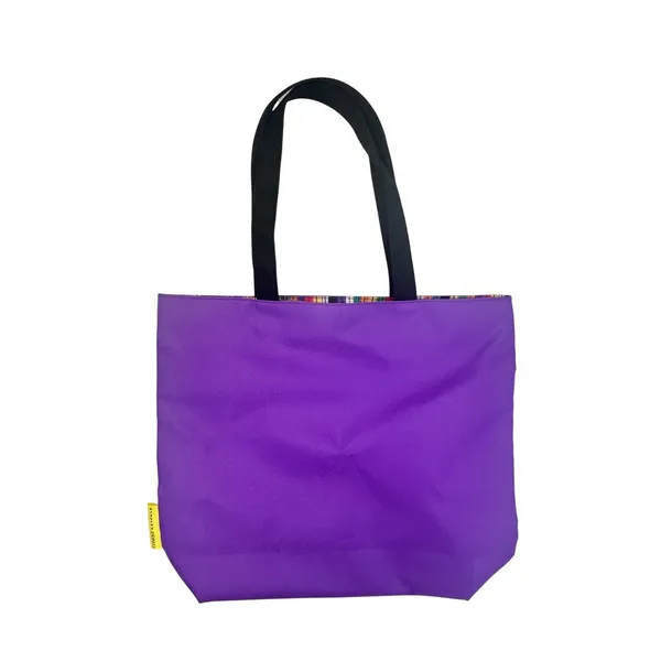 Clinique x Donald Tote Bag Reversible Purple Striped Designer Beach Reusable NEW - Image 2