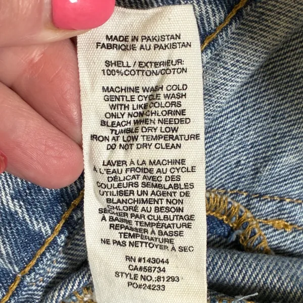 Avec Les Filles Distressed Utility Cargo Jeans Light Wash Wide Leg Size 28 - Image 4
