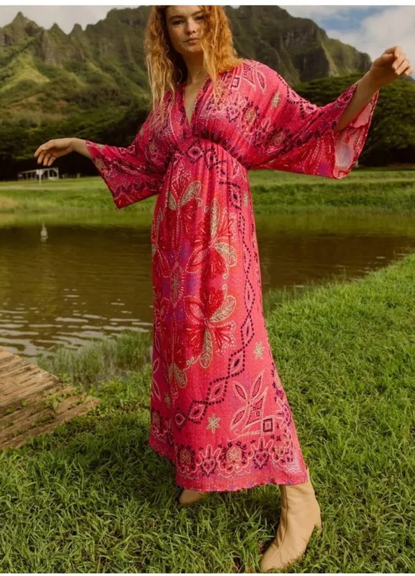 AVY Bandanna Kimono Dress Pink Size XL - Image 3