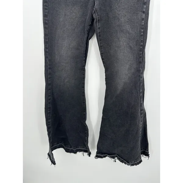 Forever‎ 21 Womens Black Denim Flare Jeans Size 28 Button Fly Festival Fringe - Image 4