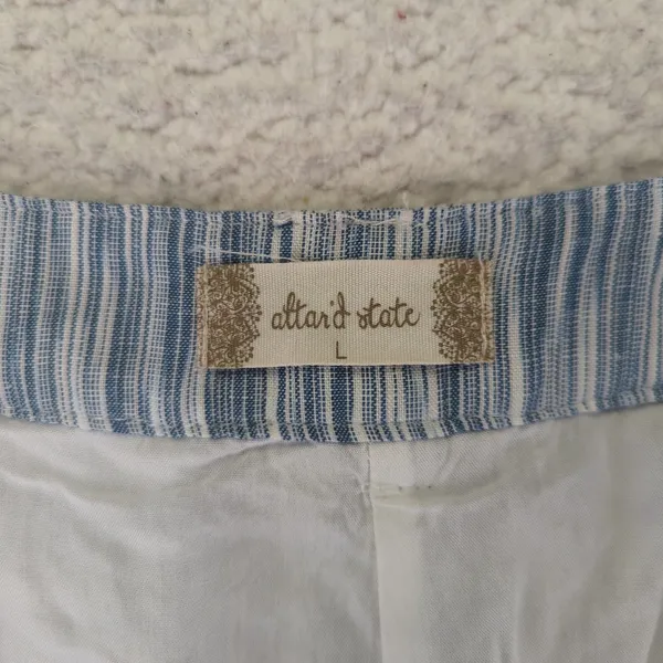 Altar'd State Linen Blend Shorts‎ Blue Stripe Women's Size Large Lined - Image 3