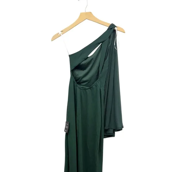 Lulus Majestic Attitude Emerald Cape Sleeve One-Shoulder Maxi Dress size XS NWT - Image 7