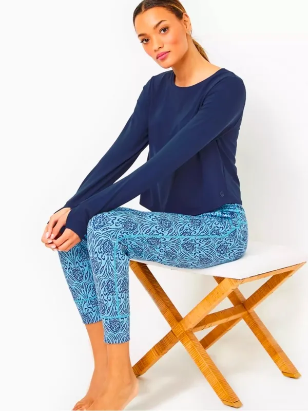 Lilly Pulitzer Small UPF 50+ Luxletic Emerie Active Tee Low Tide Navy - Image 6