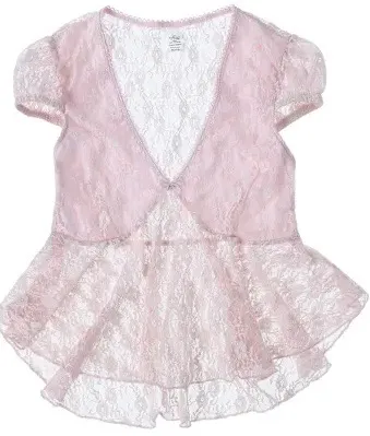 NWOT BABY PINK Lace see through Cap Sleeve Babydoll high low Top size L - Image 5