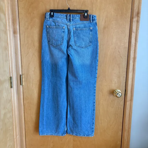 We The Free Wide Leg Jeans Women 28 Blue High Rise‎ Button Fly Denim Pants - Image 5