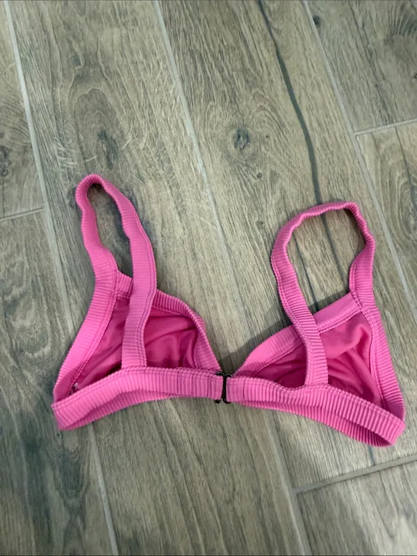 Billabong Pink Ribbed Triangle Bikini Top - Image 2
