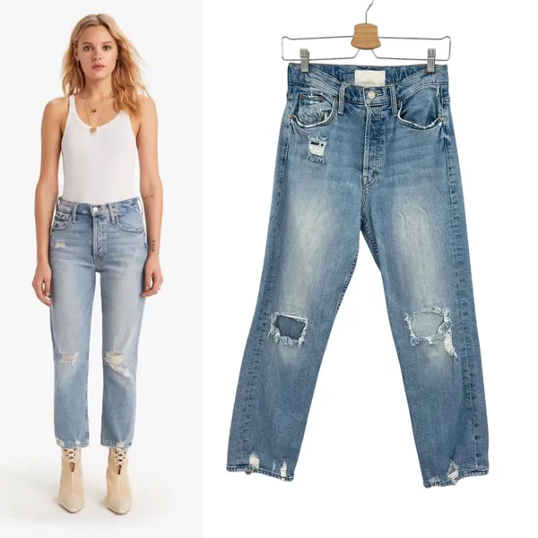 Mother Denim The Tomcat Jeans Distressed The‎ Confession Wash Blue Size 27 - Image 2