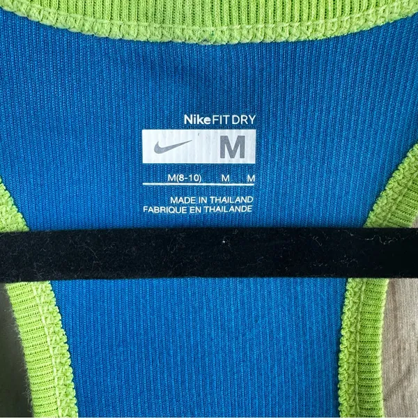 Nike Fit Dry Women's Blue Tank Top with Lime Accents - Image 4