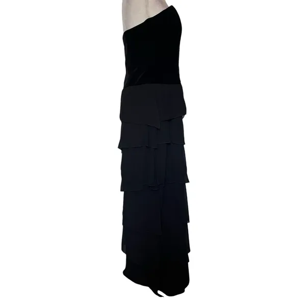 Xscape Joanna Chen Velvet Chiffon Strapless Dress 12 Prom Glam Goth Drop Waist - Image 13