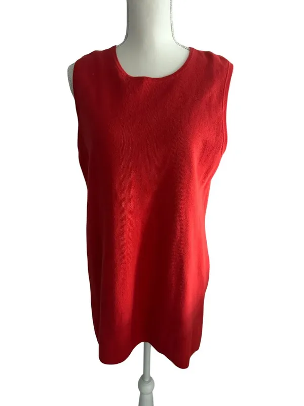 LAUREN RALPH LAUREN Orange Knit Back Zip Tank Top Size Large - Image 3