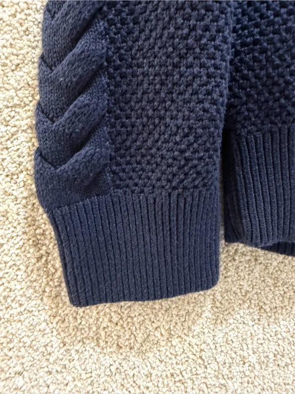 NWT Nautica sweater grandpa fisherman 100% cotton cable knit blue large preppy - Image 4