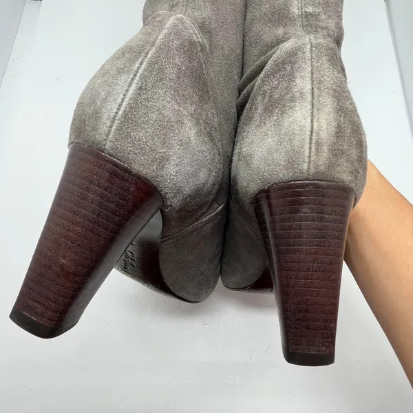 Cole Haan Women's Nike‎ Air Gray Suede Stacked Heel Tall Boots Size 8B - Image 5