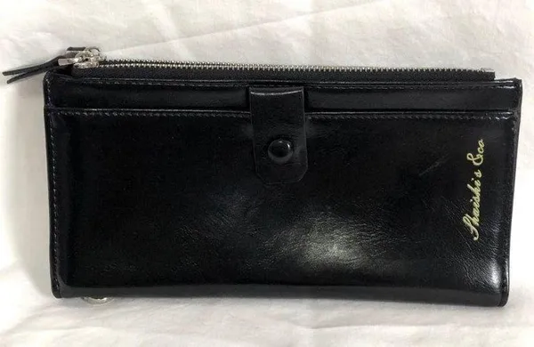Black Faux Leather Zip Wallet - Image 2