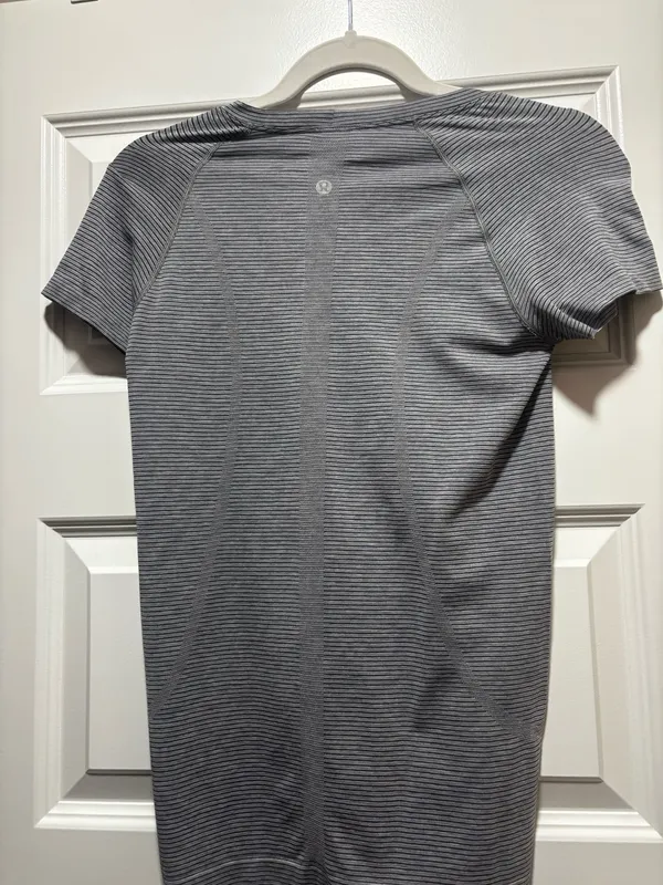 Lululemon short sleeve swiftly tech grey and black stripe - Image 3