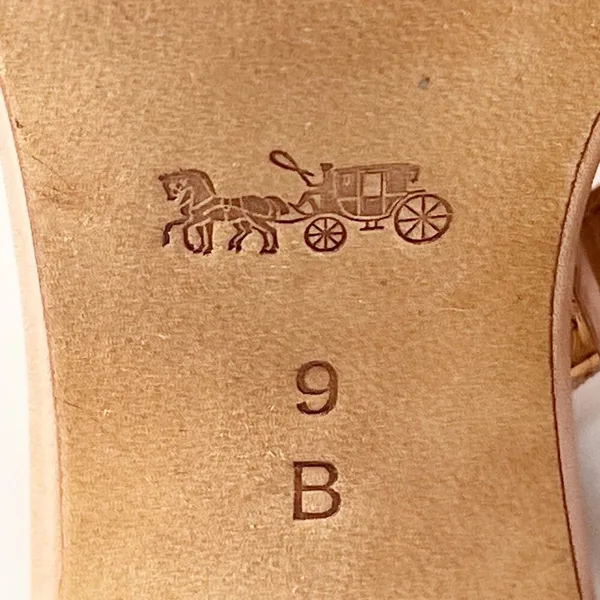 Coach Meg Leather with Snakeskin Tan Beige Leather Sandals Heels Shoes Women 9 - Image 8