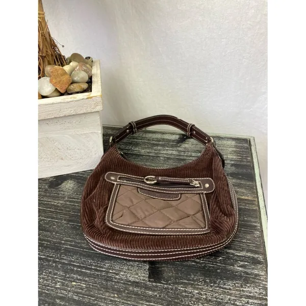 Tommy Hilfiger Brown Corduroy Zip Mini Bag - Image 3