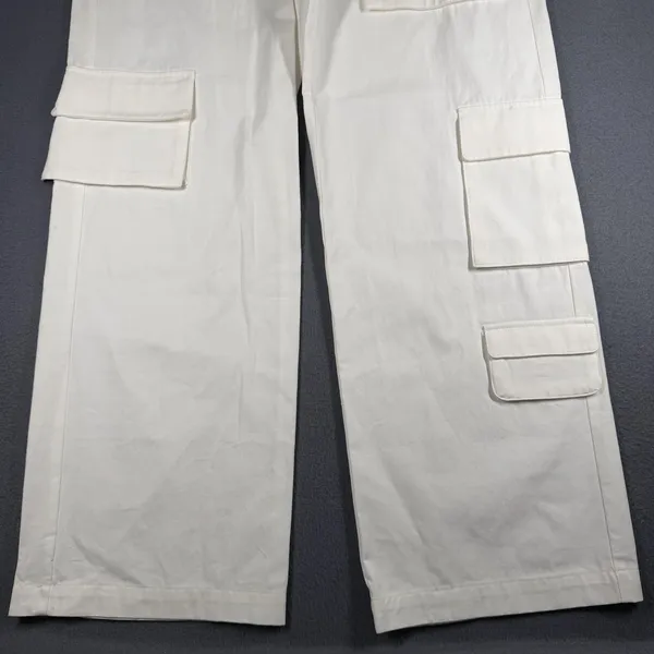 Grey Lab Cargo Pants Womens L White Wide Leg Cotton Twill Utility Pockets Casual - Image 2