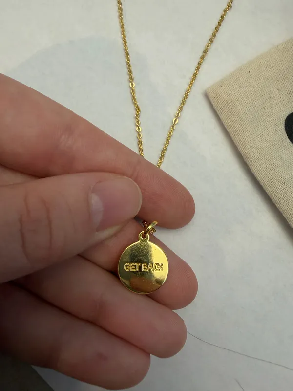 Get Back pendent gold necklace with pink - Image 3
