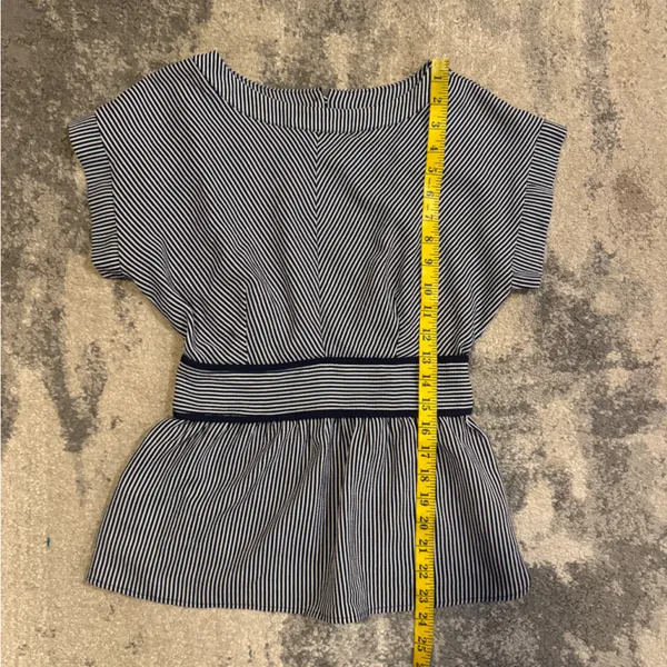 Monteau Navy Blue and White Striped Blouse - Image 7
