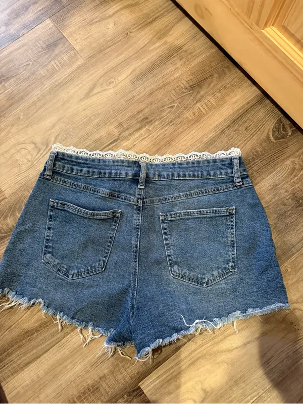 REWASH Lace Trim Denim Shorts - Image 5