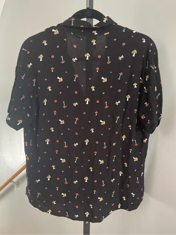 Self Esteem Mushroom Print Button Down Shirt Size XL - Image 3