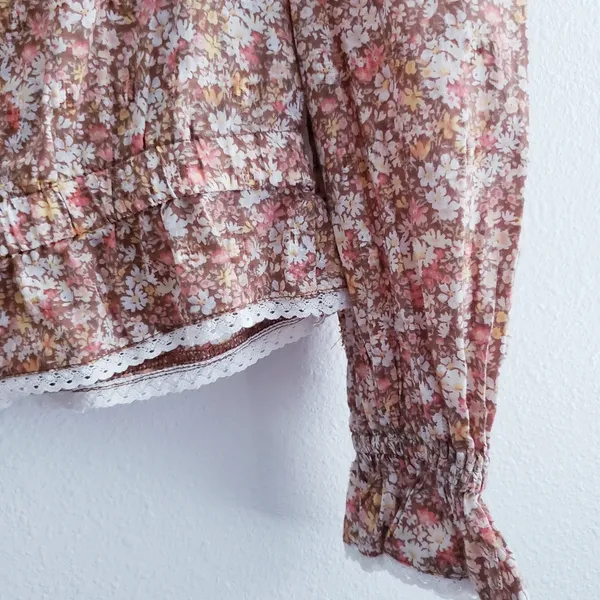 American Eagle Ditsy Floral Smocked Long Sleeve Peasant Blouse - Image 5