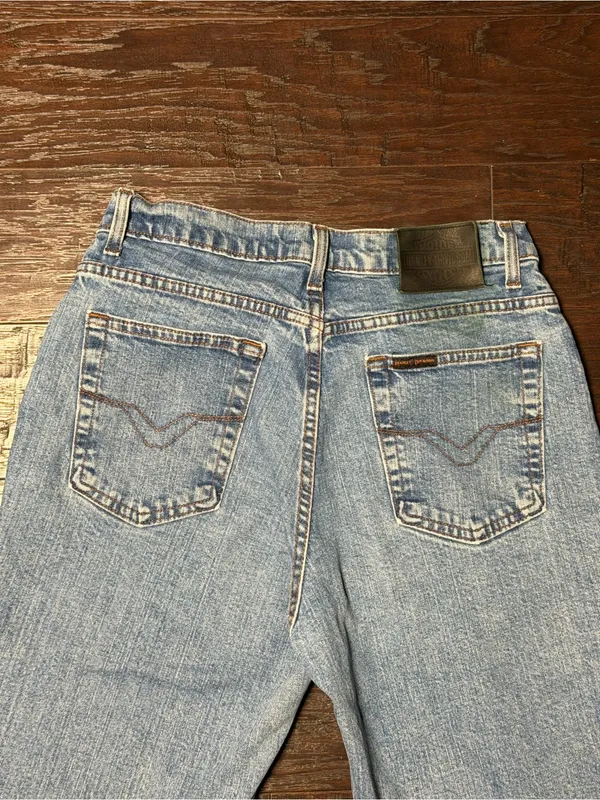 Harley Davidson Jeans Womens 10 Long Light Wash High Rise Straight Leg Retro - Image 7