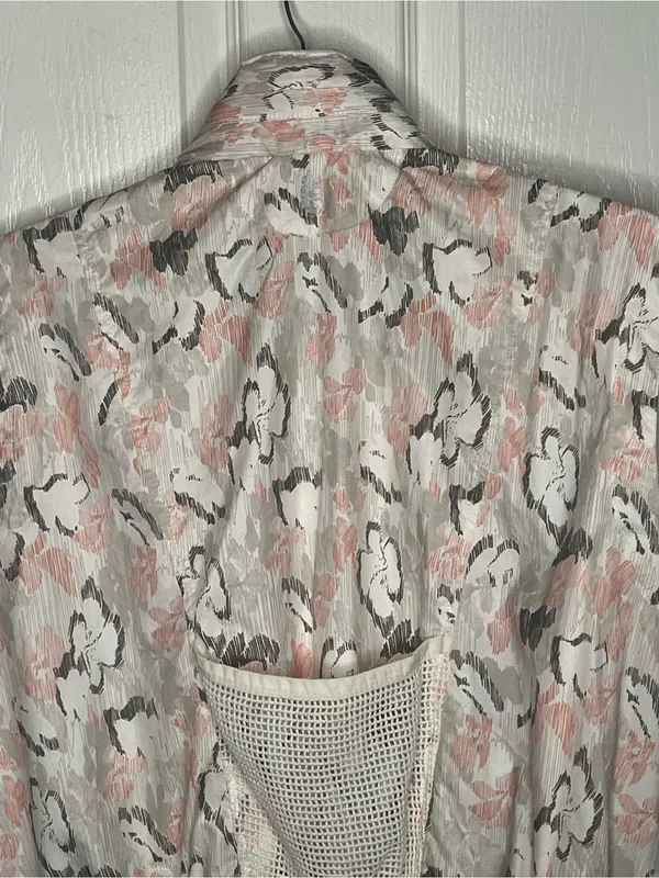 Free People Movement Off The Grid Sz L Utility Vest Ivory Floral Hooded NWT - Image 12