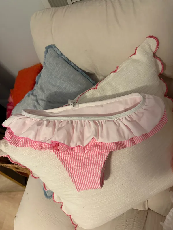 pink striped bikini with ruffles Size XS - Image 3