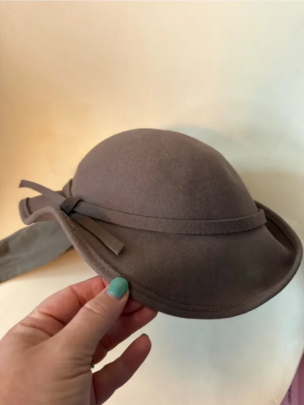 Vintage Michael Howard Chocolate Brown Felt Floppy wool Hat with Draped Scarf - Image 4