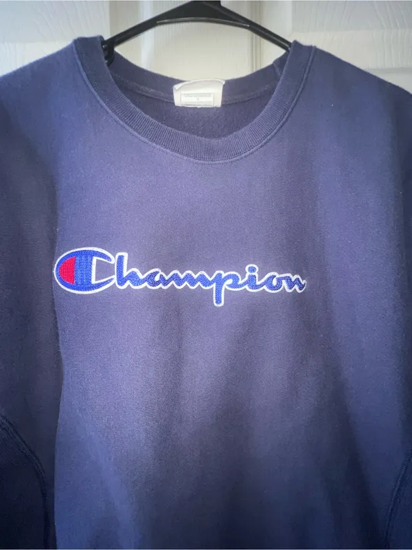 Vintage Champion Navy Crewneck with Script Logo - Image 2