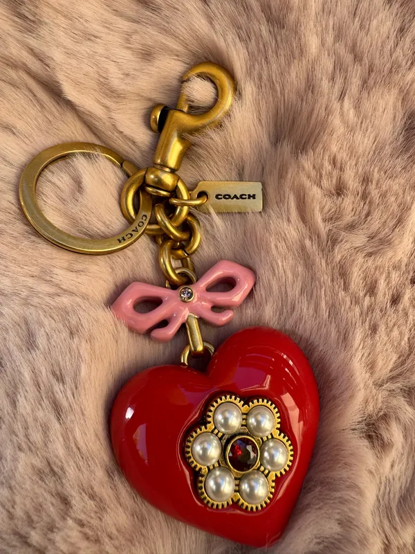Coach Heart Bag Charm key charm red pink - Image 2