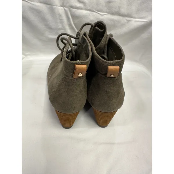 Dr. Scholls Womens Olive Green Faux Suede Lace Up Wedge Ankle Booties - Image 4