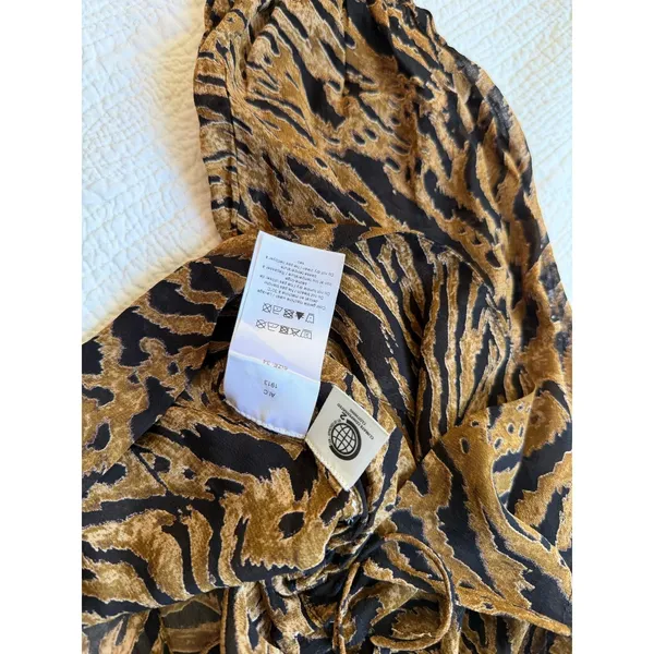 GANNI Animal Print Tie Front Blouse Top EU 34 XS 100% Viscose - Image 10