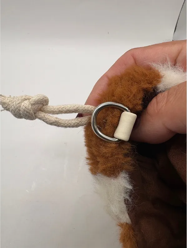 SHEIN Faux Fur Drawstring Pouch Bag Brown White Striped Plush Mini Bucket Bag - Image 7
