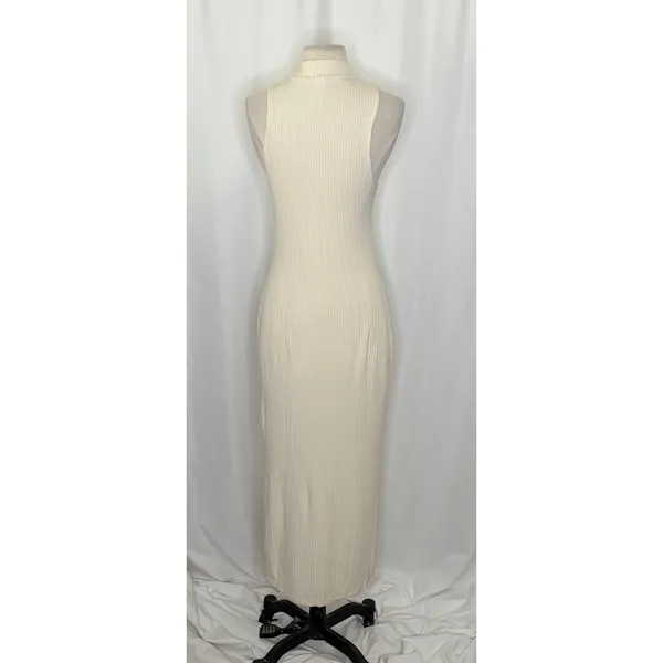 Anthropologie BEYOND YOGA Well Traveled Midi‎ Dress Solid Ivory Ribbed Medium - Image 9