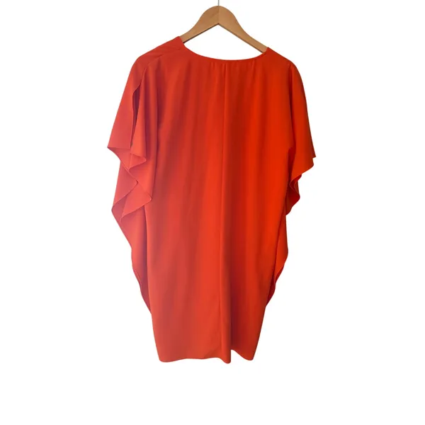 Jade Melody Tam Orange V-Neck Swing Dress Size S Clemson Orange Ruffle Sleeve - Image 4